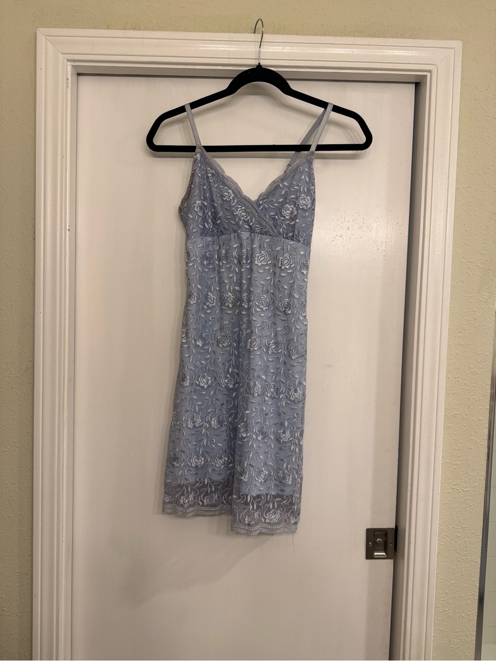 Light Blue Lace Slip Mini Dress Y2K
